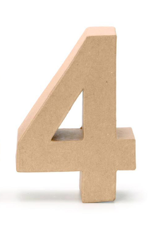 Papp-Zahl 4 17,5x5,5cm